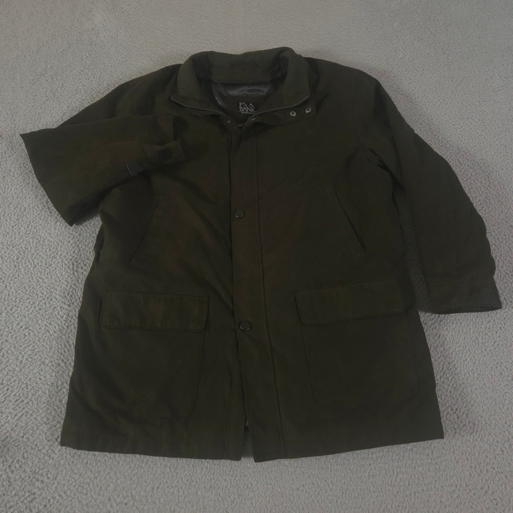 Jos A Bank Jacket Mens Large Brown Plaid Removable Liner Full Zip Field Coat